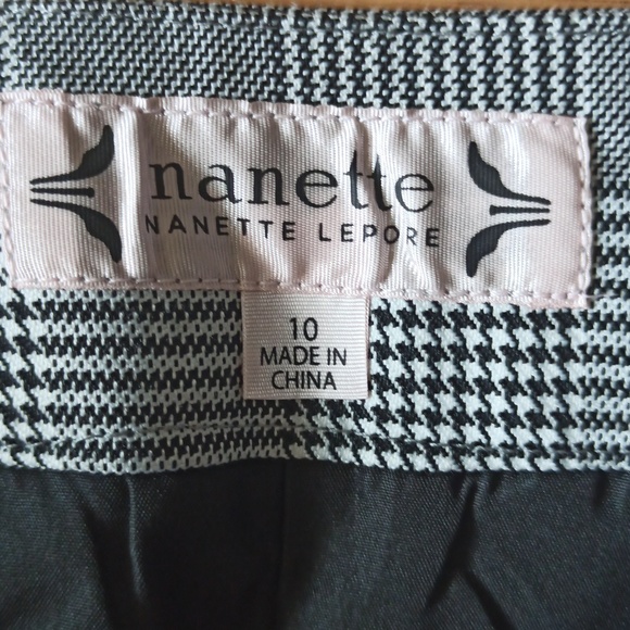 NWT Nanette Lepore Black & White Houndstooth Ruffle Midi Skirt - Picture 7 of 9